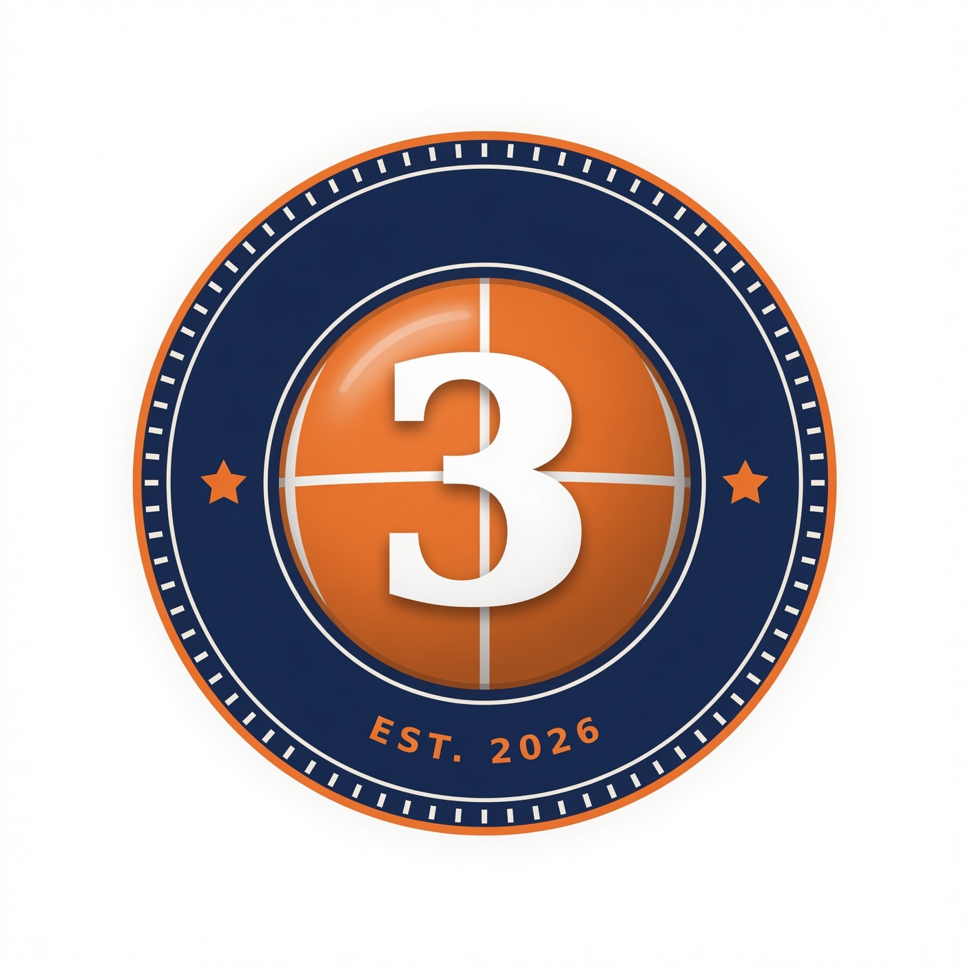Three & Dime badge — number 3 basketball coin, established 2026